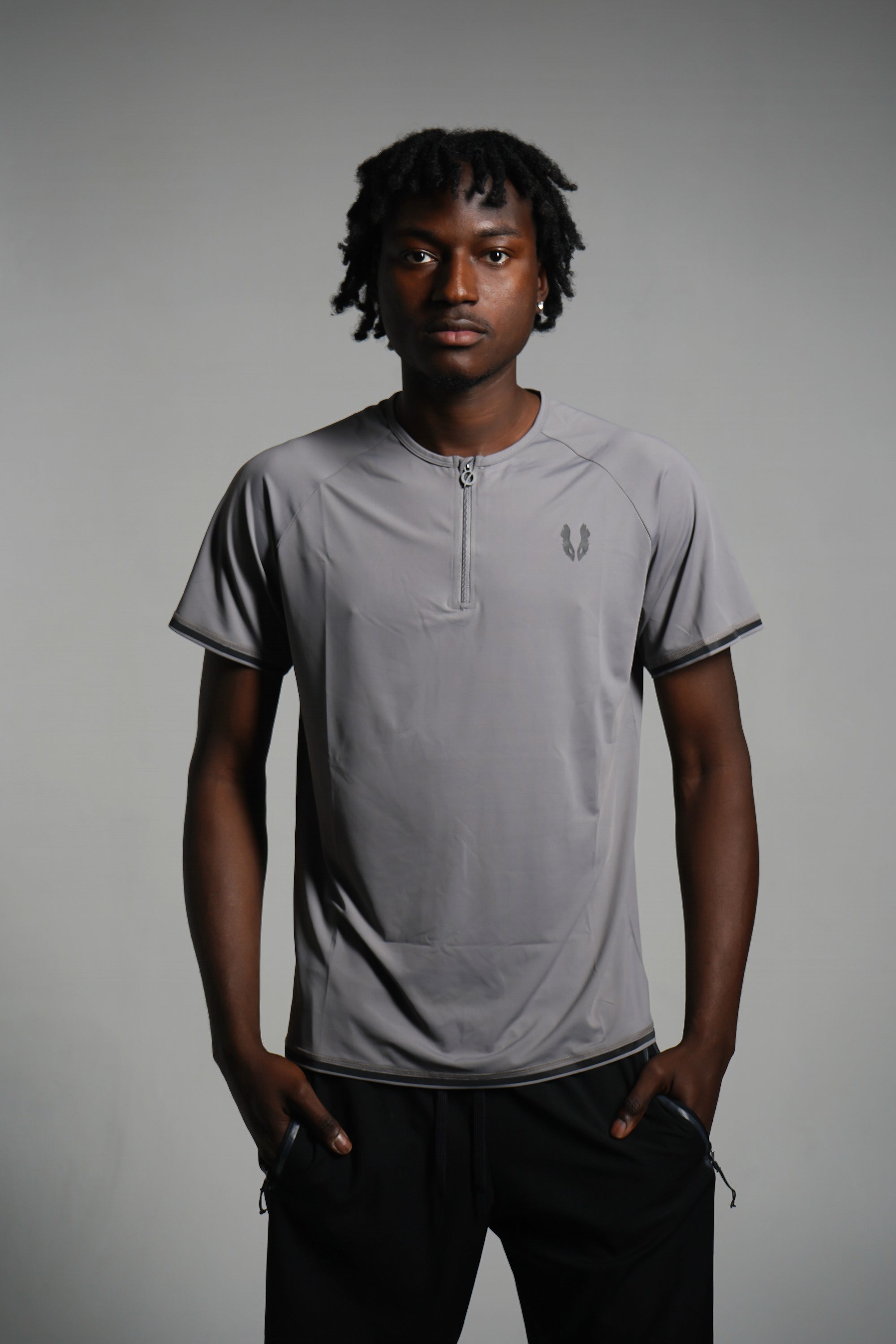 Grey Zip-Top Training Shirt