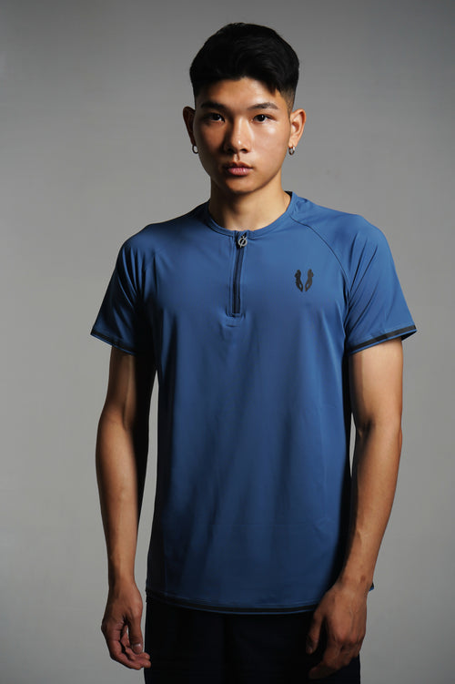 Navy zip-top training shirt