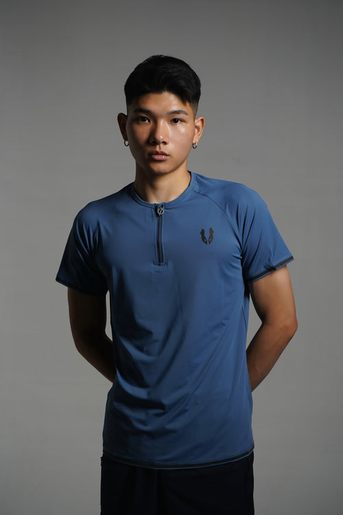 Navy zip-top training shirt
